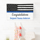 警察おめでとう細いブルーライン退職P 横断幕 (インサイチュ)