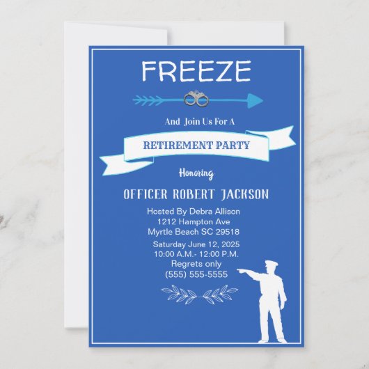 警察おもしろいの退職を凍結 招待状 (正面)