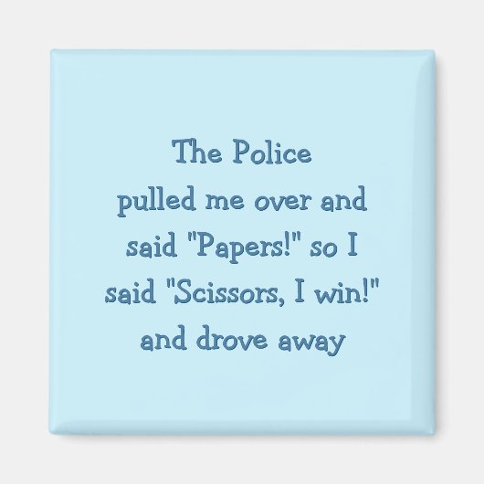 警察おもしろいロック紙はさみ冷蔵庫用マグネット マグネット (正面)