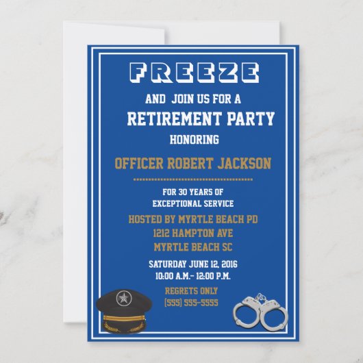 警察おもしろい法執行退職 招待状 (正面)