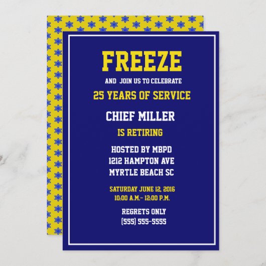 警察おもしろい退職招待状長 招待状 (正面/裏面)