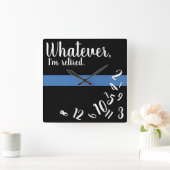 警察おもしろい退職金の細い青い線 スクエア壁時計 (ホーム)