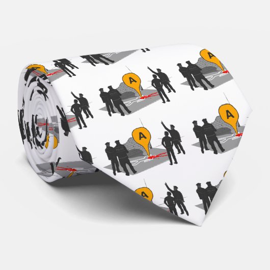 警察および体の輪郭が付いている犯罪現場の地図 ネクタイ (ロール)