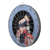 警察がオートバイで女の子をピンアップ ダーツボード (正面右)