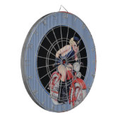 警察がオートバイで女の子をピンアップ ダーツボード (正面左)