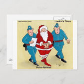 警察がクリスマスプレおもしろいゼント&ティーズを案内 シーズンポストカード (正面/裏面)