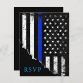 警察がスタイルを決めたアメリカ国旗RSVPの返事 出欠カード (正面/裏面)