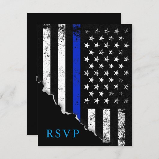 警察がスタイルを決めたアメリカ国旗RSVPの返事 出欠カード (正面/裏面)