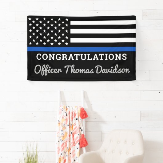警察が細いブルーラインをパーソナライズおめでとう 横断幕 (インサイチュ)
