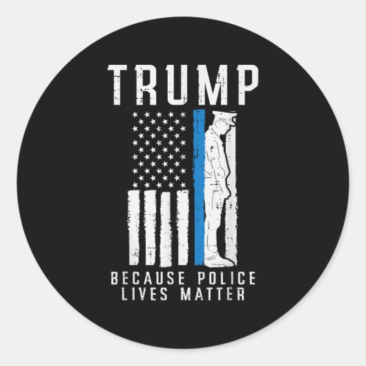 警察がPro Trump Thin Blue Line Us Fを住んでいるので ラウンドシール (正面)