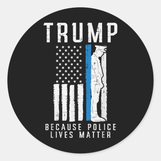 警察がPro Trump Thin Blue Line Us Fを住んでいるので ラウンドシール (正面)