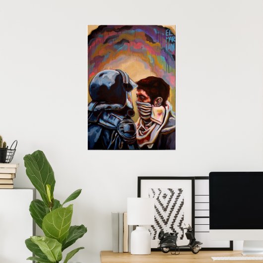 警察と抗議者 ポスター (ホームオフィス)