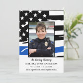 警察のお祝い生命記念薄い青い線 招待状 (スタンド正面)