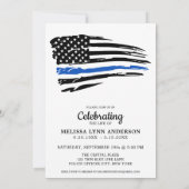 警察のお祝い生命記念薄い青い線 招待状 (裏面)