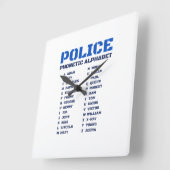 警察のアルファベット表 スクエア壁時計 (傾斜)