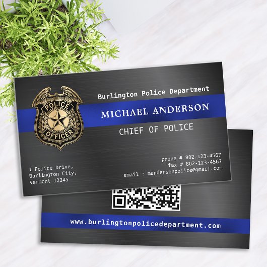 警察のカスタムロゴメタリックQRCode法執行機関 名刺