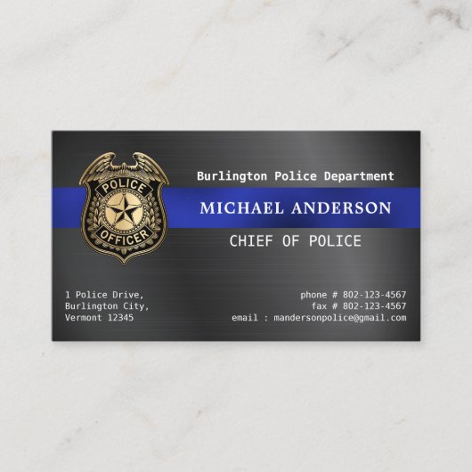 警察のカスタムロゴメタリックQRCode法執行機関 名刺 (正面)