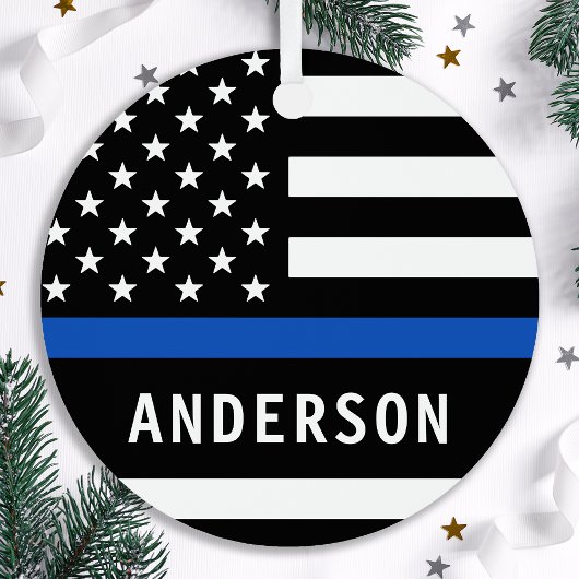 警察のカスタムロゴ名法執行 メタルオーナメント