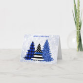 警察のクリスマスグリッタープレイドシンブルーラインツリー シーズンカード (正面)