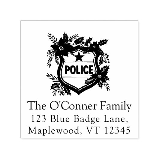 警察のクリスマス・エレガント・ホリデー返送先住所 セルフインキングスタンプ (デザイン)