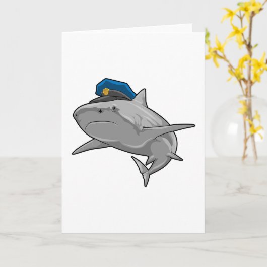 警察のサメ カード (黄色い花)