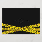 警察のテープを持つ殺人事件の謎の誕生日パーティー 招待状 (裏面)