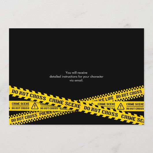 警察のテープを持つ殺人事件の謎の誕生日パーティー 招待状 (裏面)