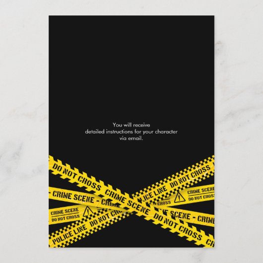 警察のテープを持つ殺人事件の謎の誕生日パーティー 招待状 (裏面)