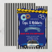 警察のドーナツパーティー誕生日招待状 招待状 (正面/裏面)