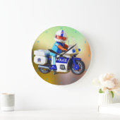 警察のバイク ラージ壁時計 (ホーム)