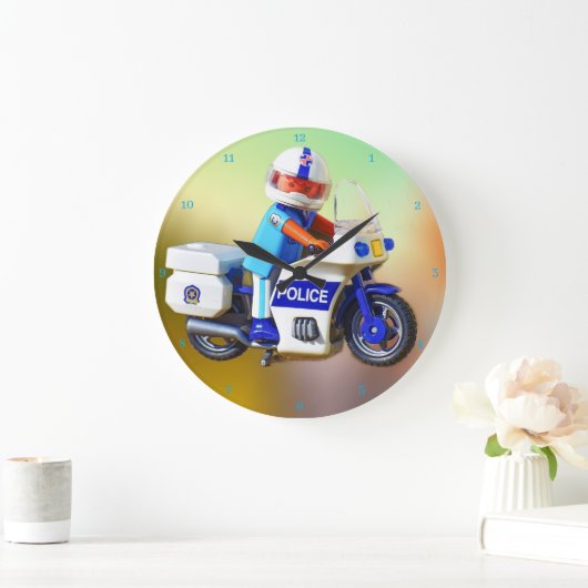 警察のバイク ラージ壁時計 (ホーム)