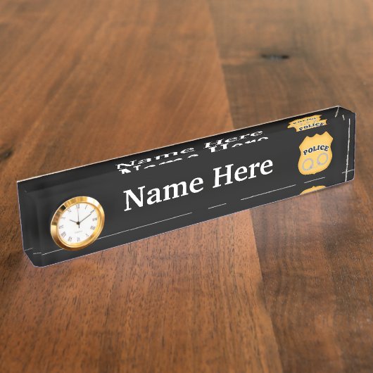 警察のバッジと袖口にネームプレートを追加 デスクネームプレート (側面)