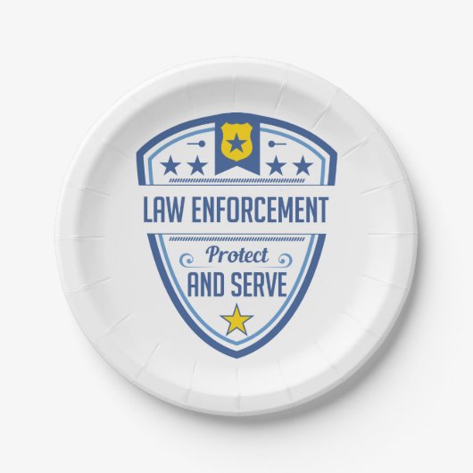 警察のバッジを保護し、役立って下さい ペーパープレート (正面)