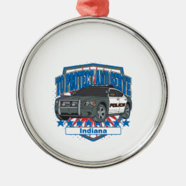 警察のパトカーを保護し、役立つインディアナ セラミックオーナメント