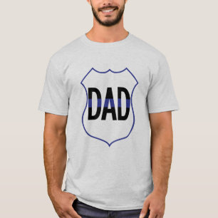 警察のパパシールド薄いブルーラインメンズTシャツ Tシャツ