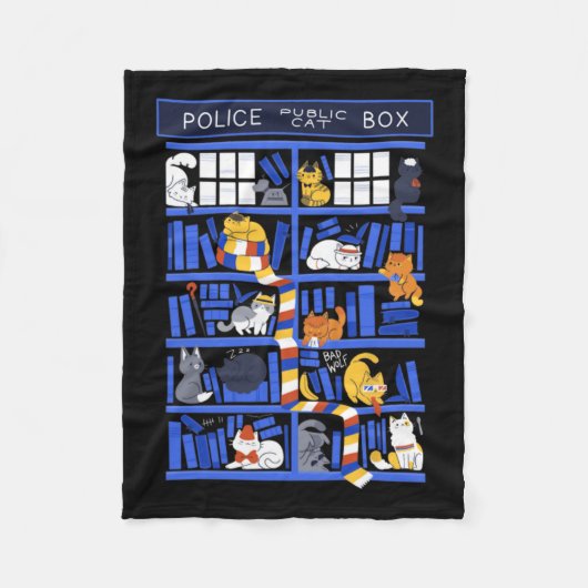 警察のパブリック猫おもしろい箱Kitten Cat Doctor Libr フリースブランケット (正面)