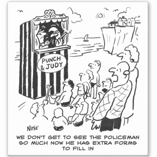 警察のパンチとジュディの漫画。 シール (正面)