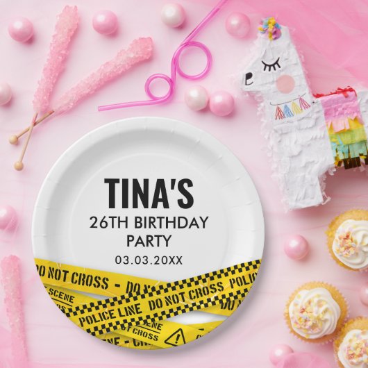 警察のパーティーと黄色の犯罪現場のテープ ペーパープレート (パーティー)