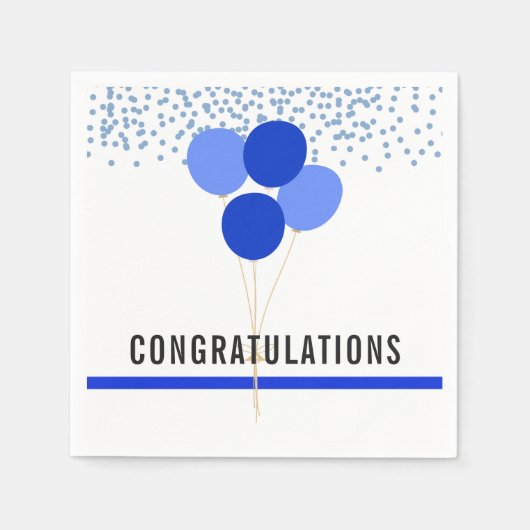 警察のパーティーをテーマにした祝い白 スタンダードカクテルナプキン (正面)