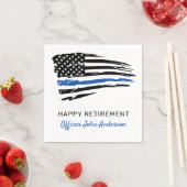 警察のパーティーシンブルーラインフラッグの引退 スタンダードカクテルナプキン (インサイチュ)