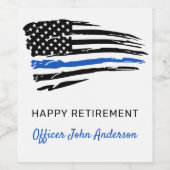 警察のパーティーシンブルーラインフラッグの引退 ワインラベル (シングルラベル)