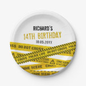 警察のパーティープレート（立ち入り禁止テープ付き） ペーパープレート (正面)