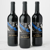 警察のパーティー卒業退職の細いブルーライン ワインラベル (ボトル)