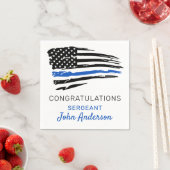 警察のパーティー細い青い線のフラグおめでとう スタンダードカクテルナプキン (インサイチュ)