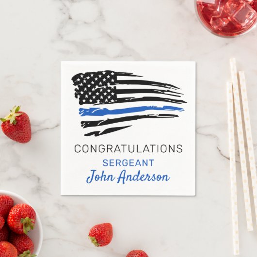 警察のパーティー細い青い線のフラグおめでとう スタンダードカクテルナプキン (インサイチュ)