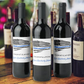 警察のパーティー細い青い線のフラグおめでとう ワインラベル