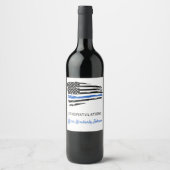 警察のパーティー細い青い線のフラグおめでとう ワインラベル (正面)