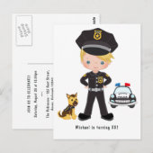 警察のパーティー テーマの招待状 ポストカード (正面/裏面)