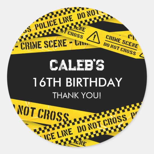 警察のパーティー(黄色はテープを通過しない) ラウンドシール (正面)