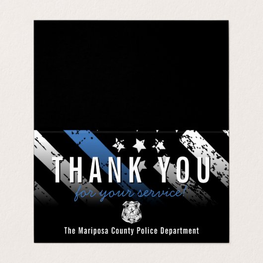 警察のブルーライン旗感謝ありがとう 名刺 (外部フラット)